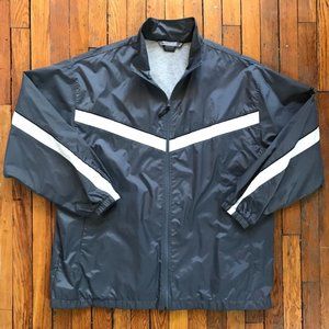 Vintage 2000 Nike Mens Grey White Stripe Sweatshirt Lined Zip Windbreaker Jacket